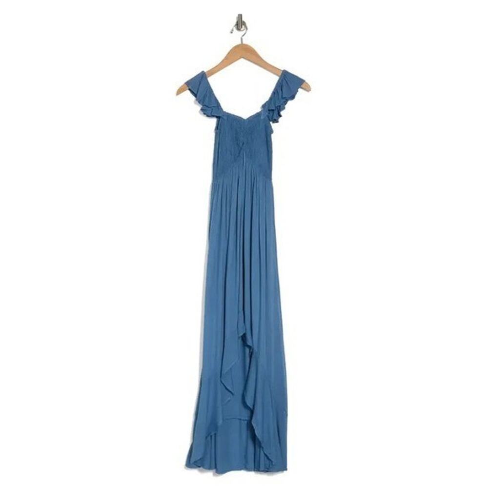 BOHO ME Maxi Ruffle Dress In Navy Blue Size Small NWT